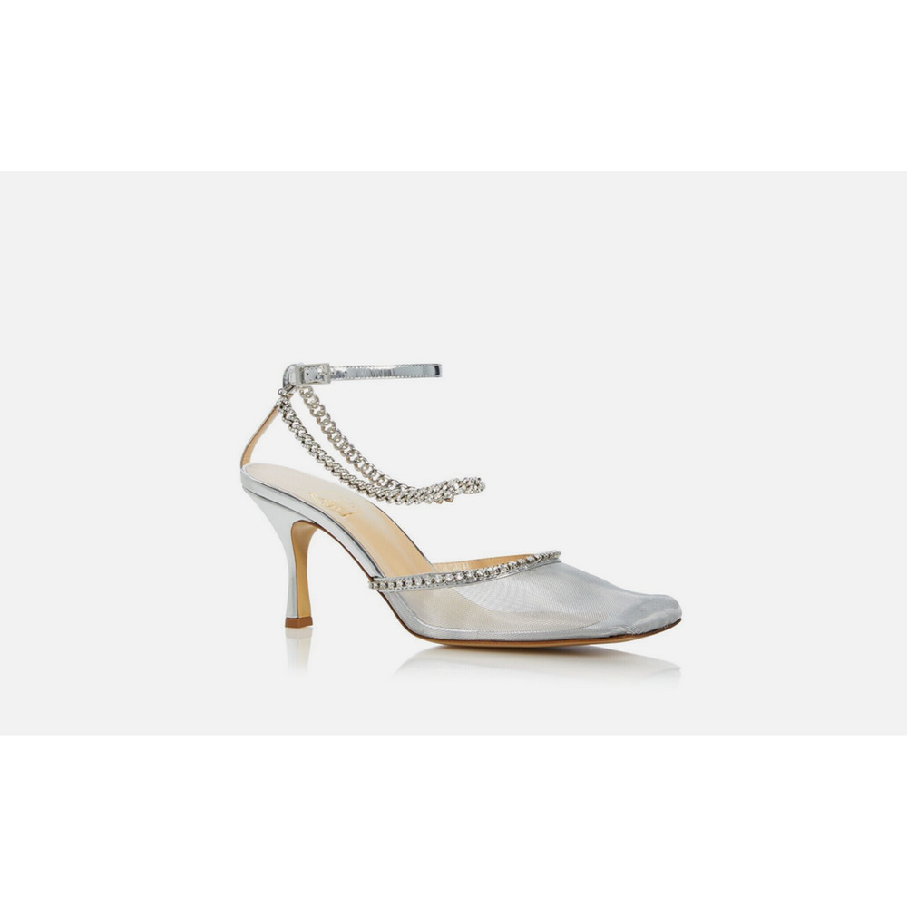 Nalebe Women Stellar Mesh Kitten Heel Pumps Silver Size 38.5 440062